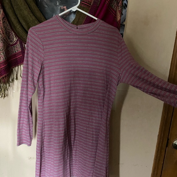 MOCK NECK LONG SLEEVE RIBBED SLIP DRESS - Picture 2 of 5